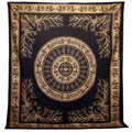 Double Cotton Bedspread / Wall Hanging - Elephant Jungle - Black Gold