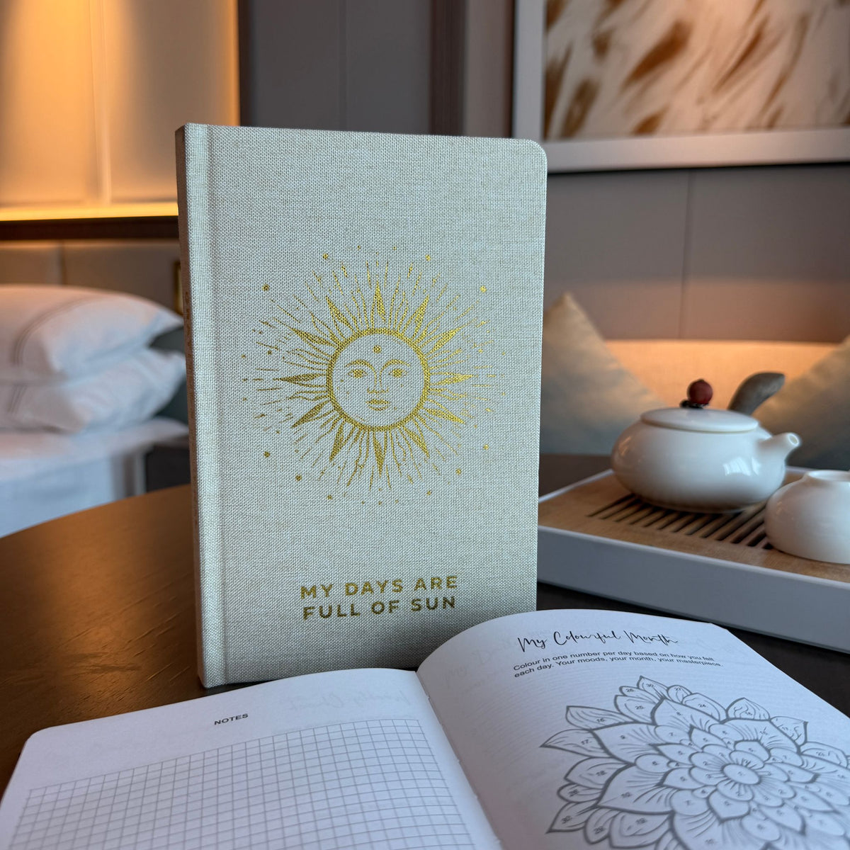 My Days are Full of Sun - Ivory Gratitude Journal with Gold Lining
