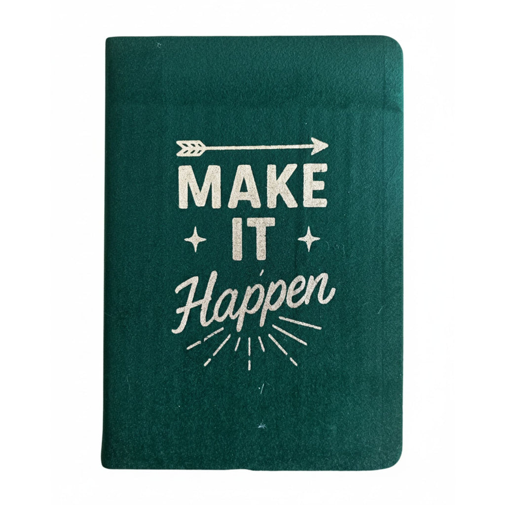 Dark Green Velvet Notebook - Make It Happen