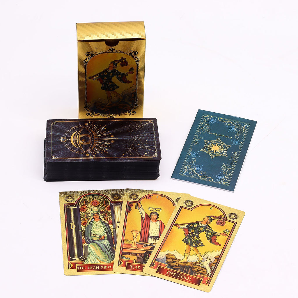 Blue & Gold Foil Tarot Card Set - All Seeing Eye - with booklet