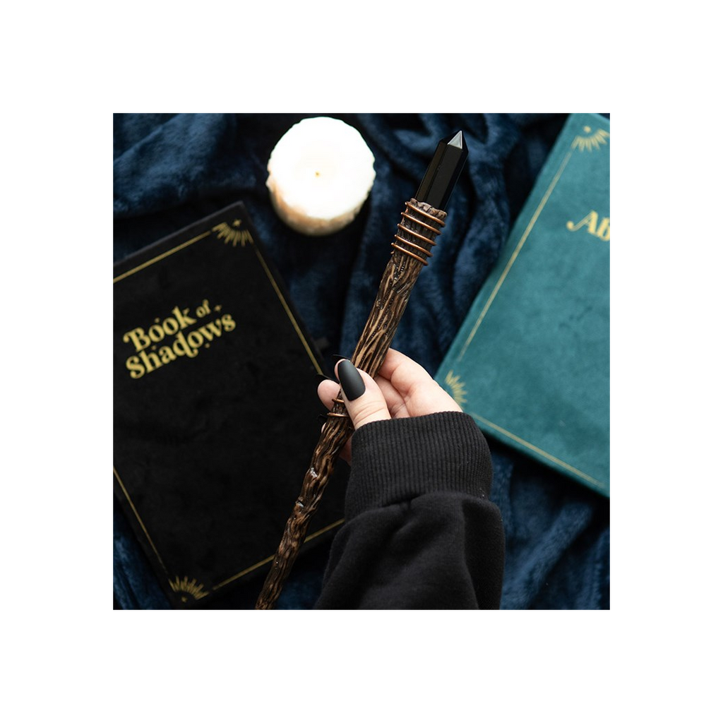 Thin Protection Black Obsidian Crystal Wand
