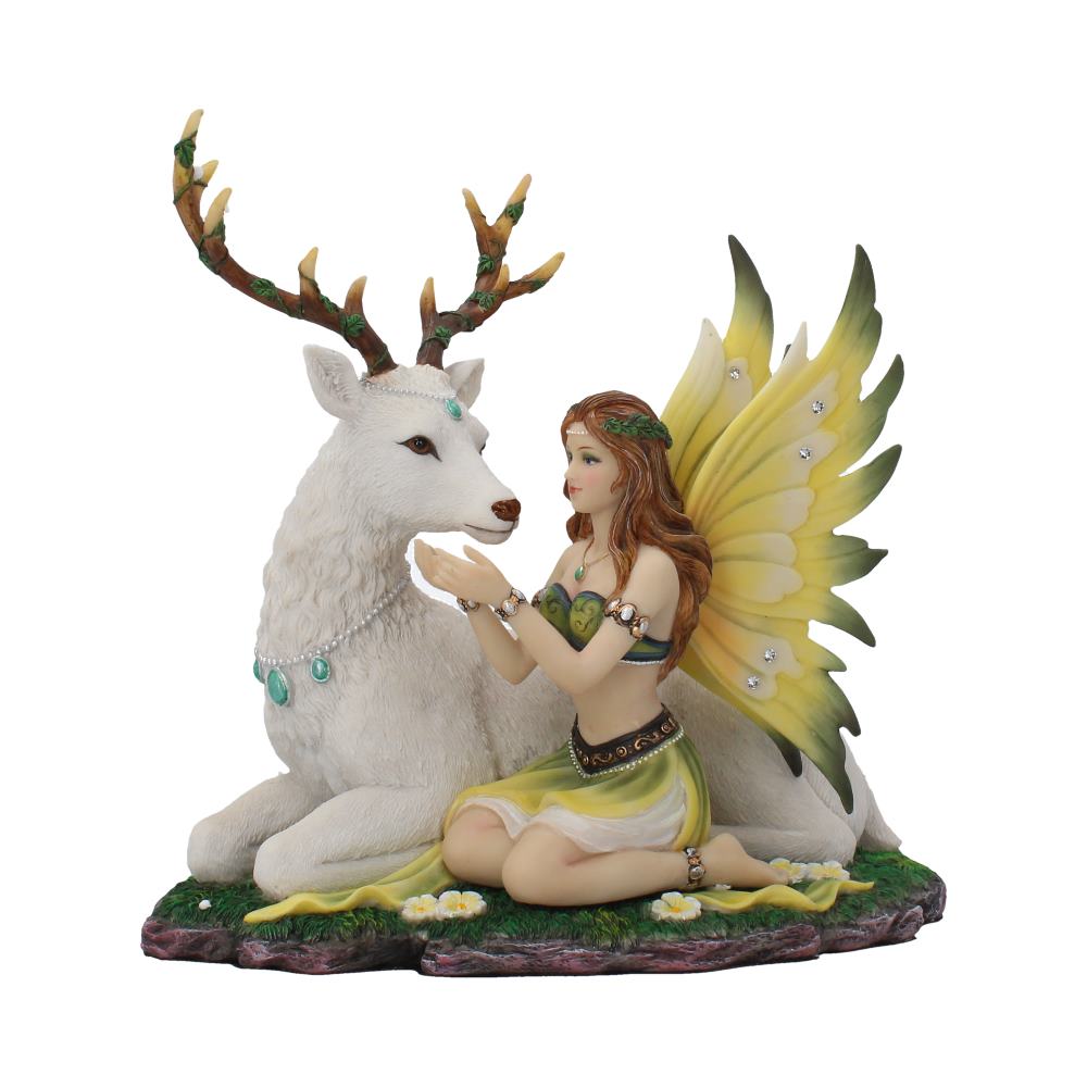 Adoration stag and spring fairy medium figurine