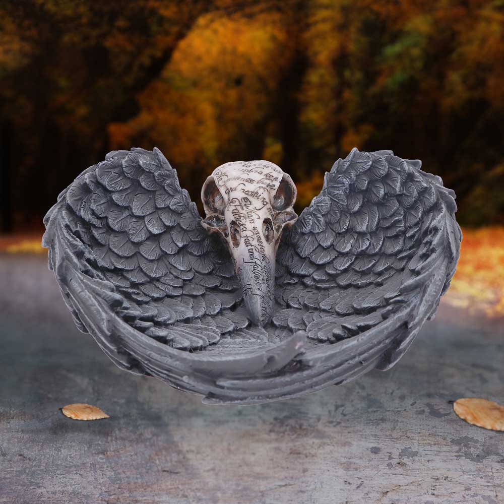 Edgar Allen Poe's Nevermore Raven Skull Trinket Holder Jewellery Dish