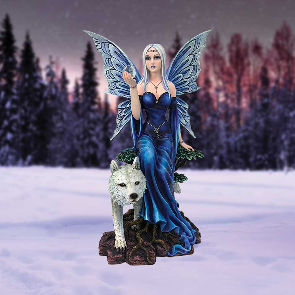 Talanoa Blue Fairy and White Wolf Companion Figurine
