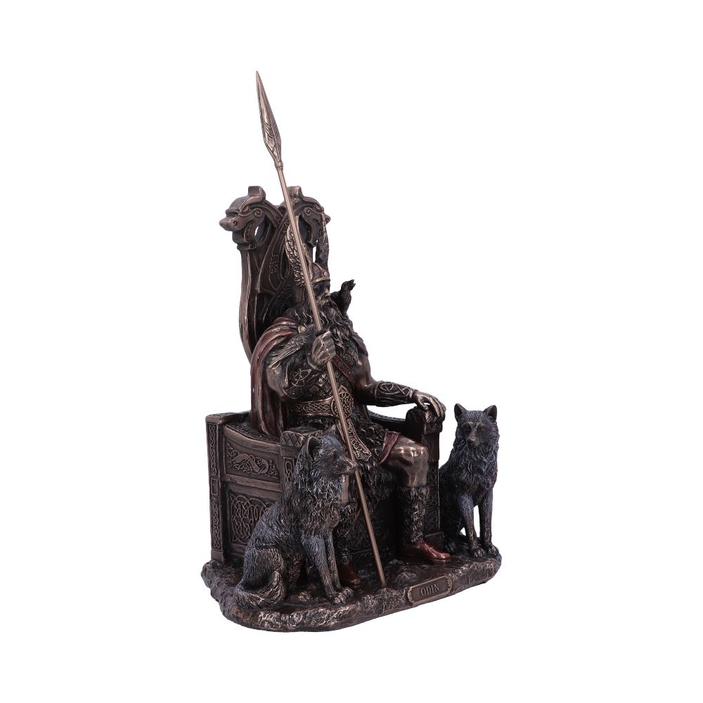 Bronze Odin All Father Wolves and Throne Figurine