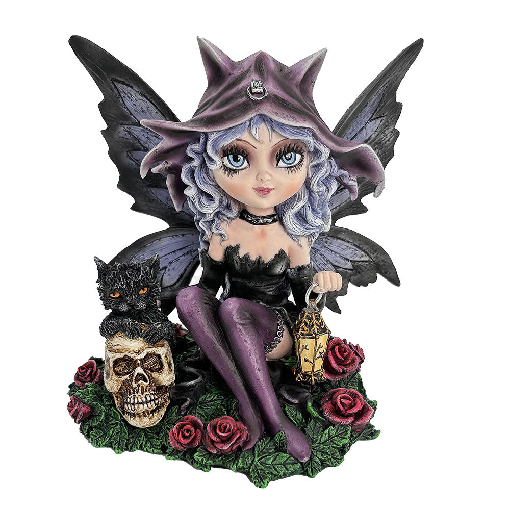 Midnight Fae Gothic Fairy with Cat Figurine