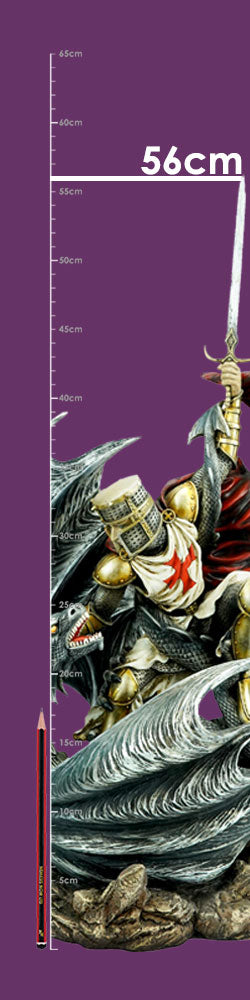 Legends Fall  Templar Knight vs Dragon Resin Figurine