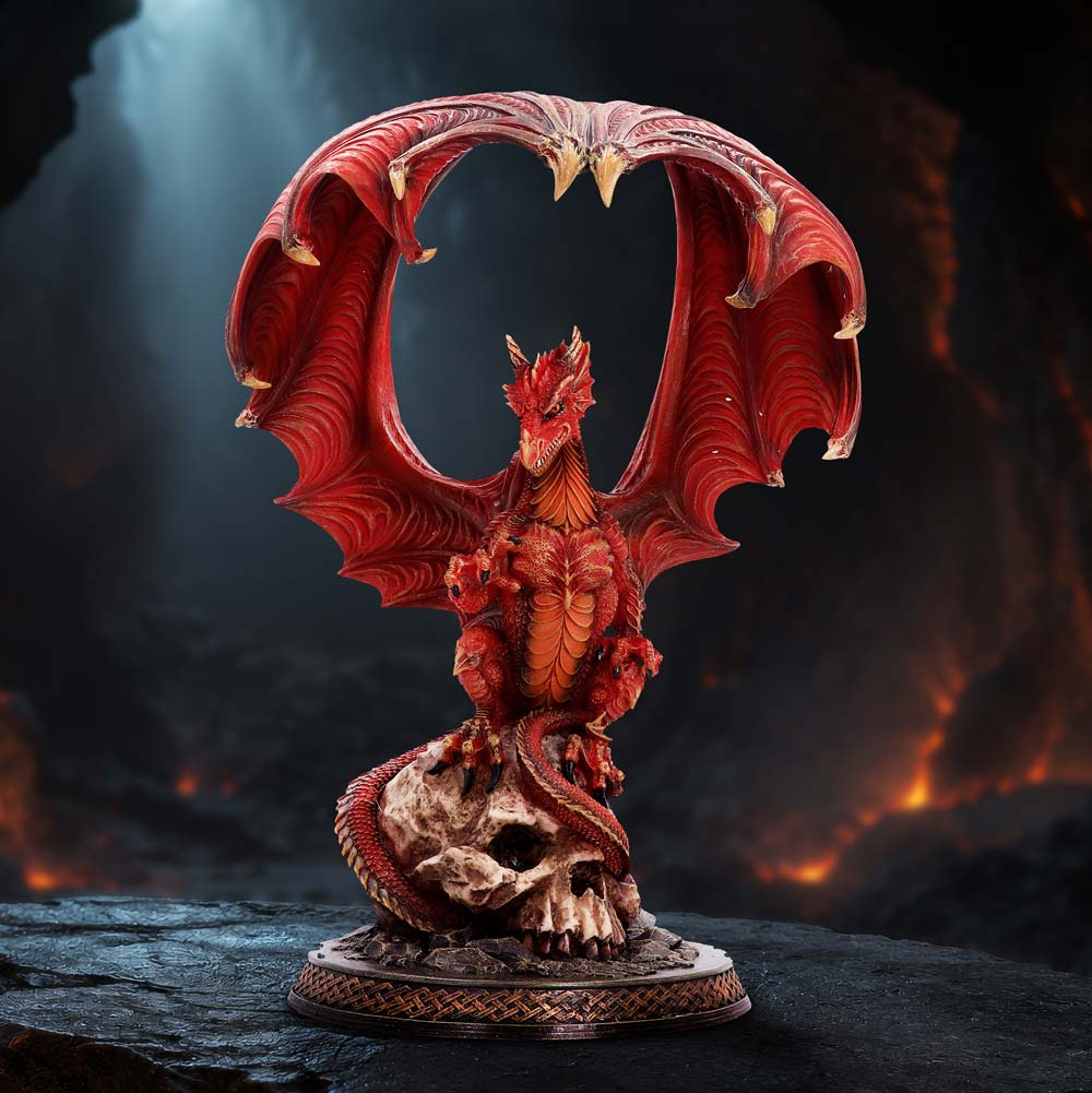 Ember Dragon atop Skull Figurine 37.6cm