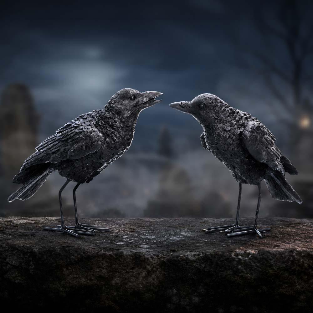 Set of 2 Raven Figurines 13.9cm