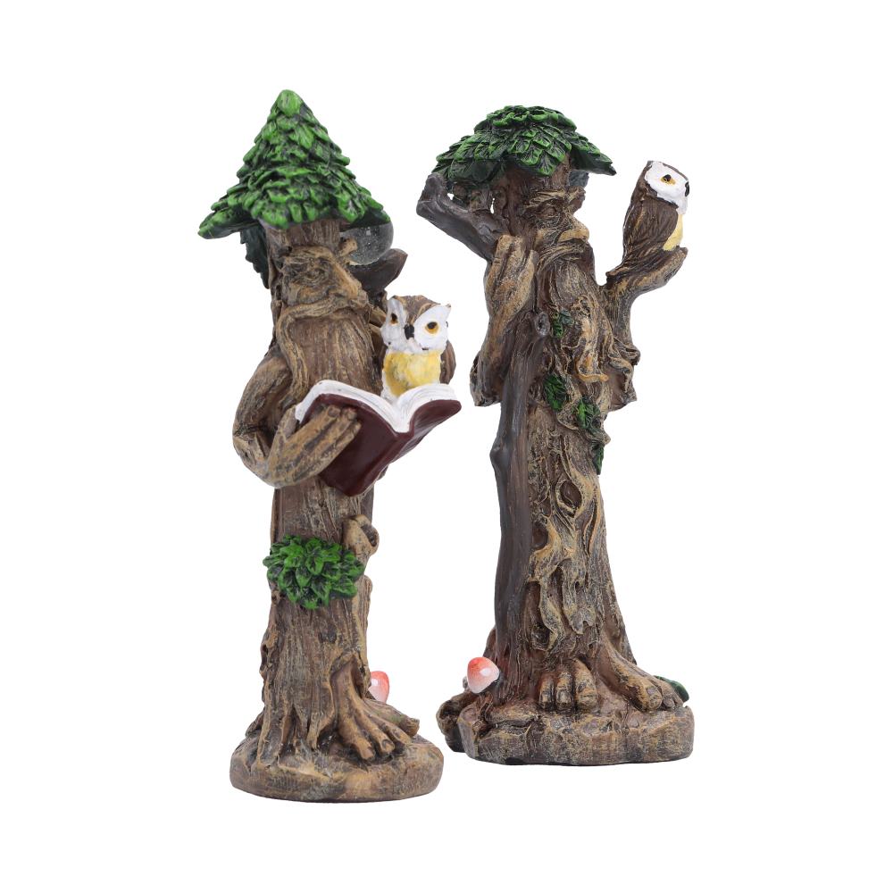 Set of 2 Woodland Wisdom Tree Figurines 11.3cm