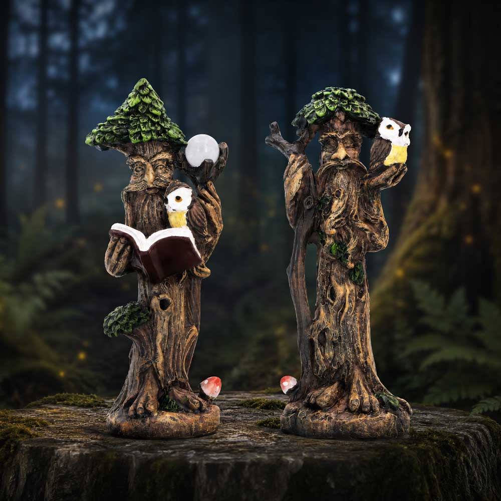 Set of 2 Woodland Wisdom Tree Figurines 11.3cm