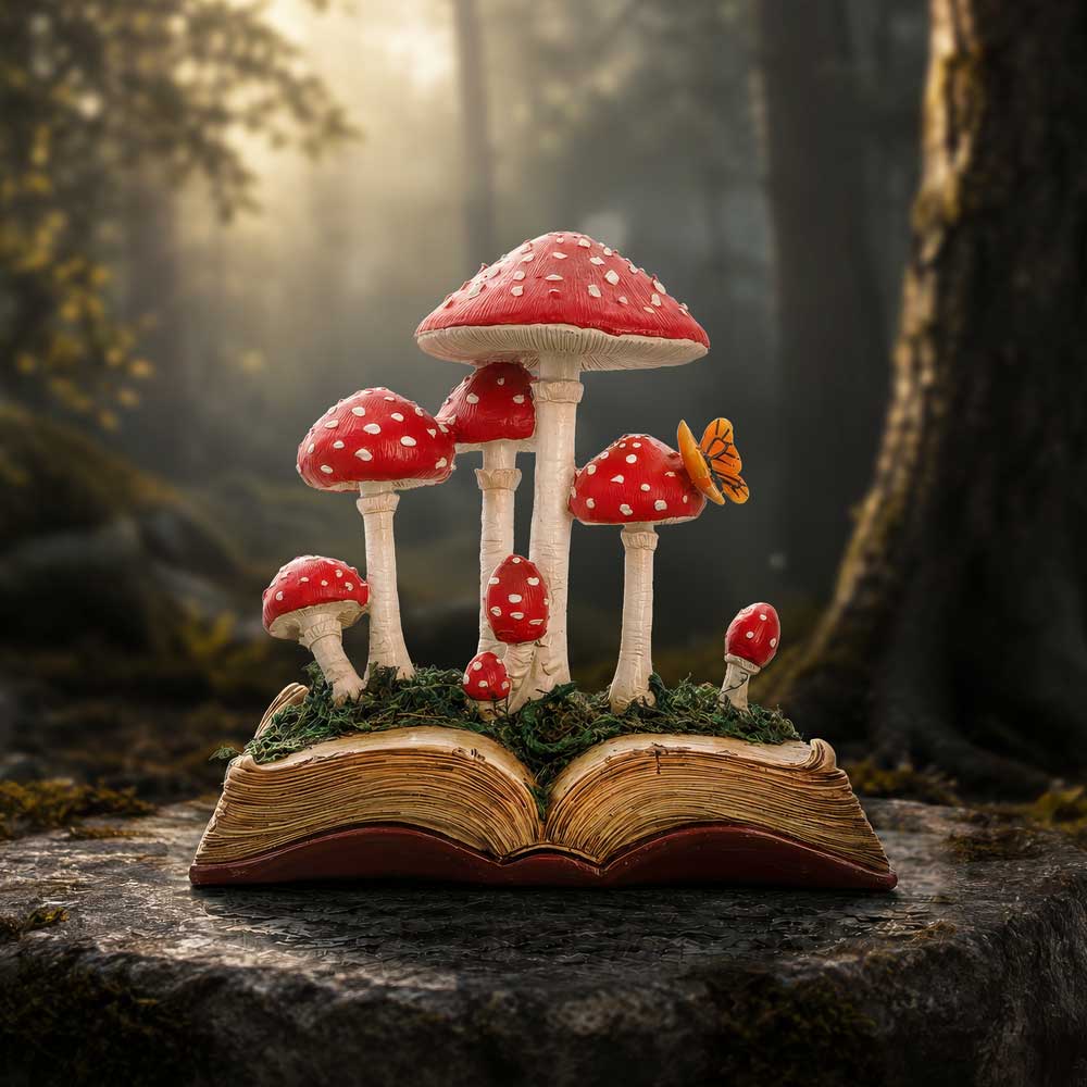 Mushroom Toadstool Book Figurine 18.6cm