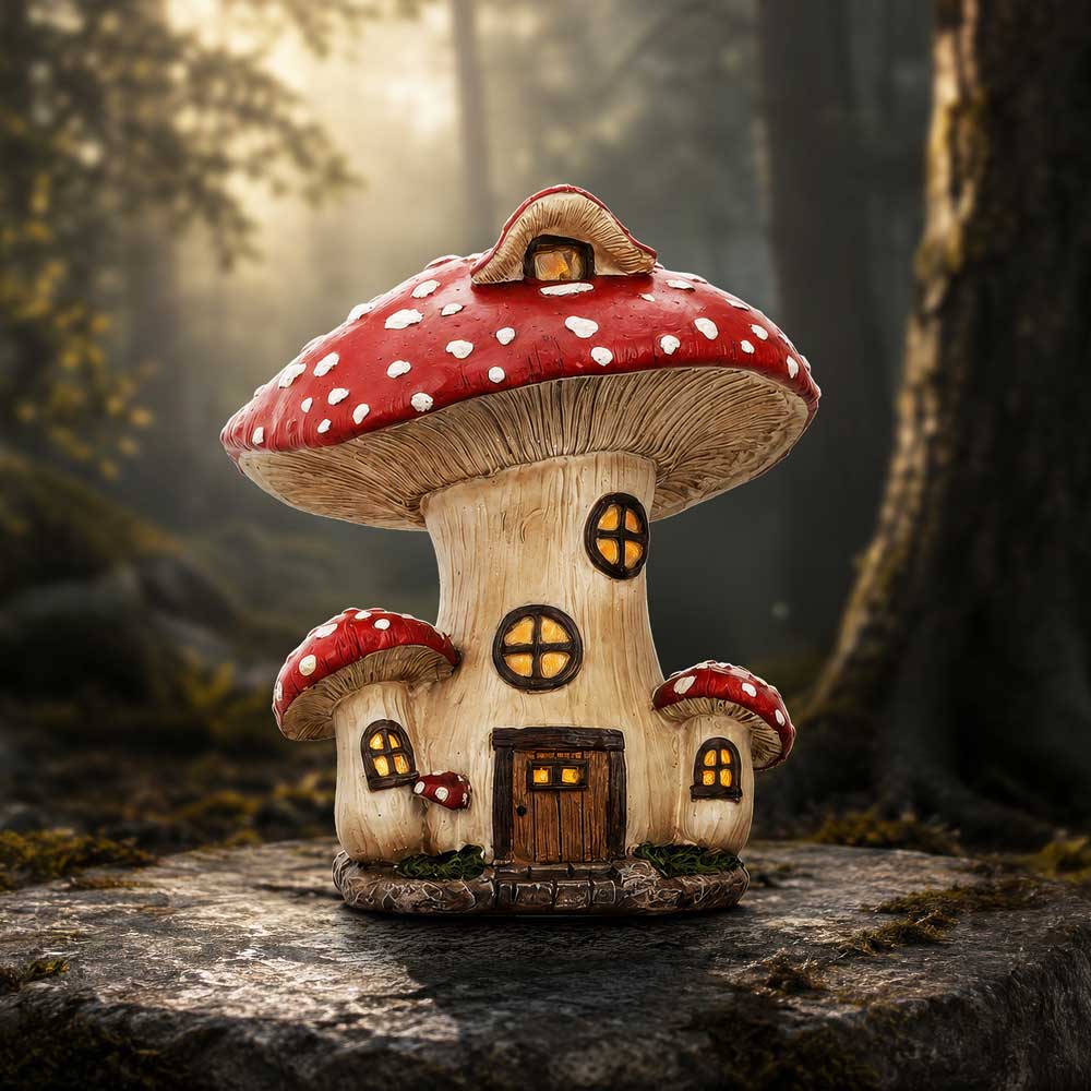 Mushroom Toadstool Cottage Figurine 21cm