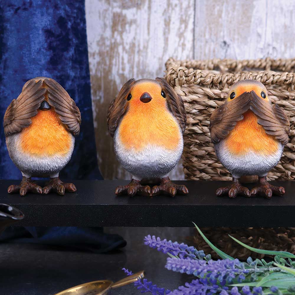 Three Wise Robin Figurines 8cm