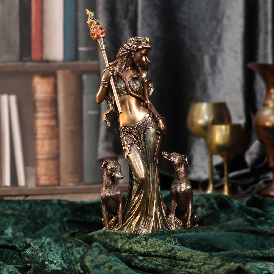 Bronze Mythological Hecate Moon Goddess Figurine 34cm