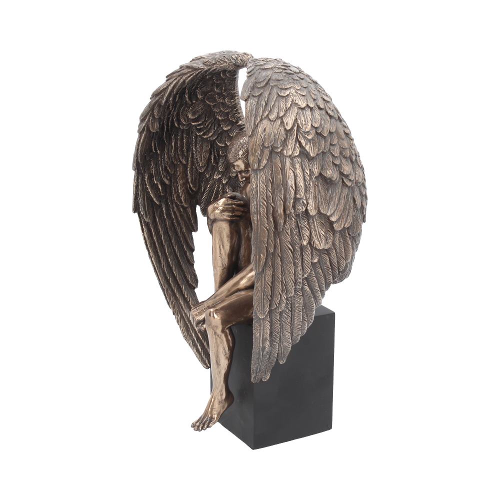 Bronzed Religious Contemplative Angel's Reflection Figurine26cm