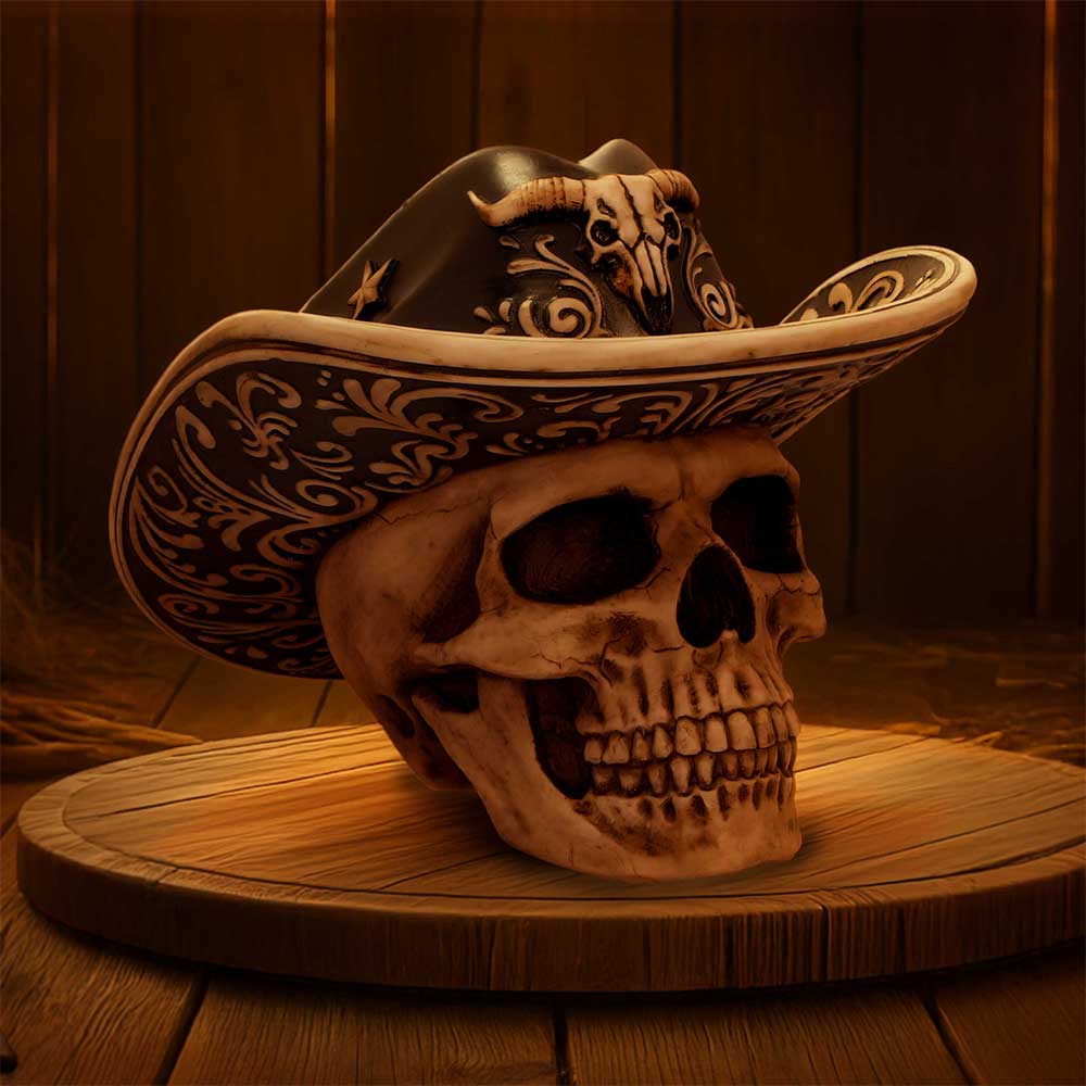 Wild West Skull Figurine