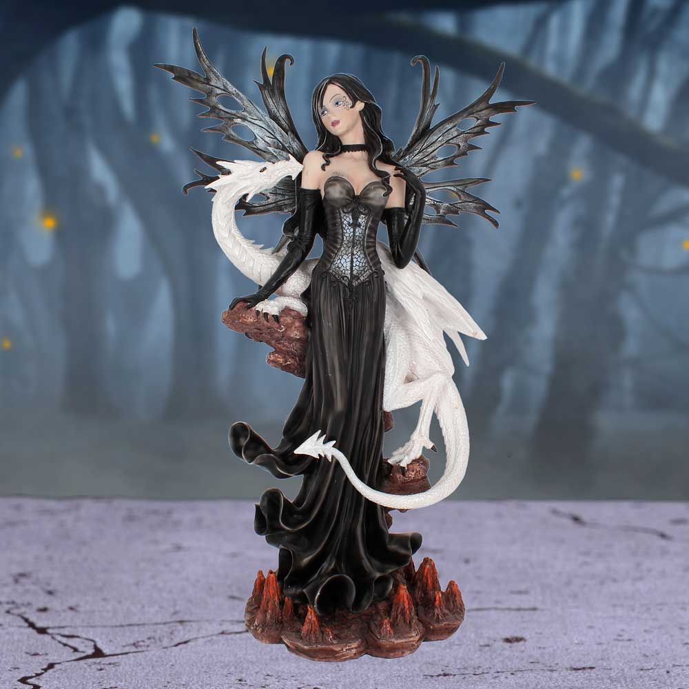 Isabelle 57cm Dark Fairy and White Dragon Figurine
