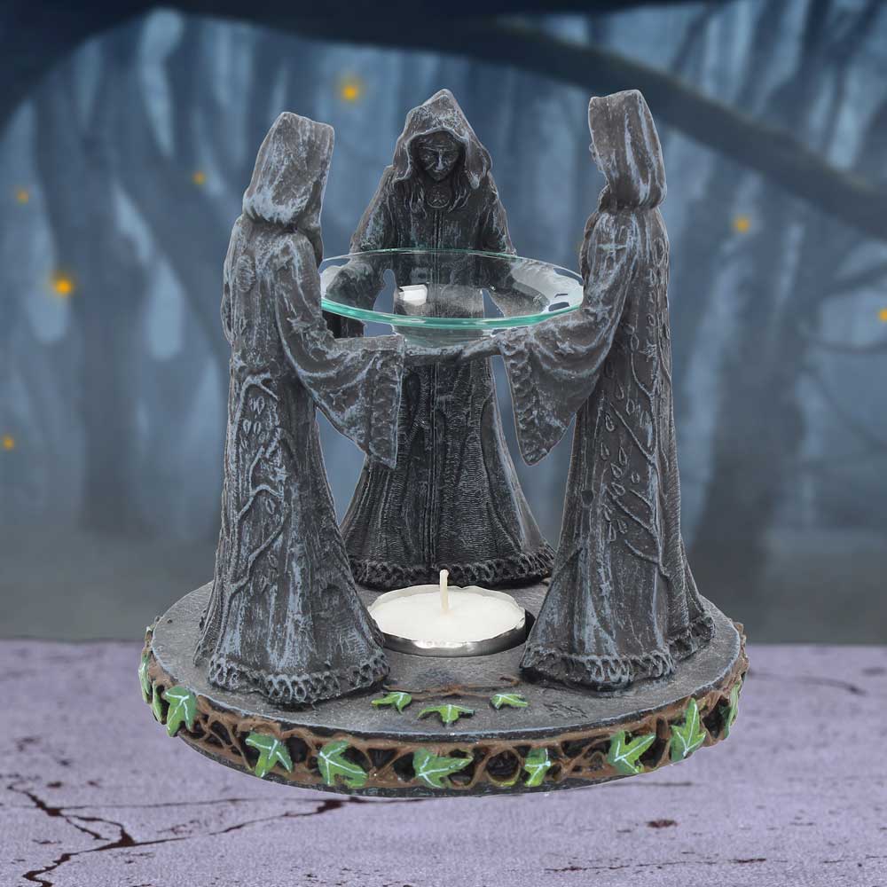 Pagan Magik Circle Triple Moon Oil Burner. (16cm)
