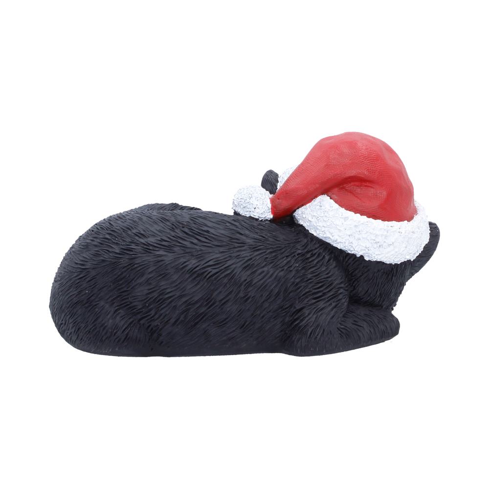 Sleeping Black Cat in Santa Hat 9.5cm