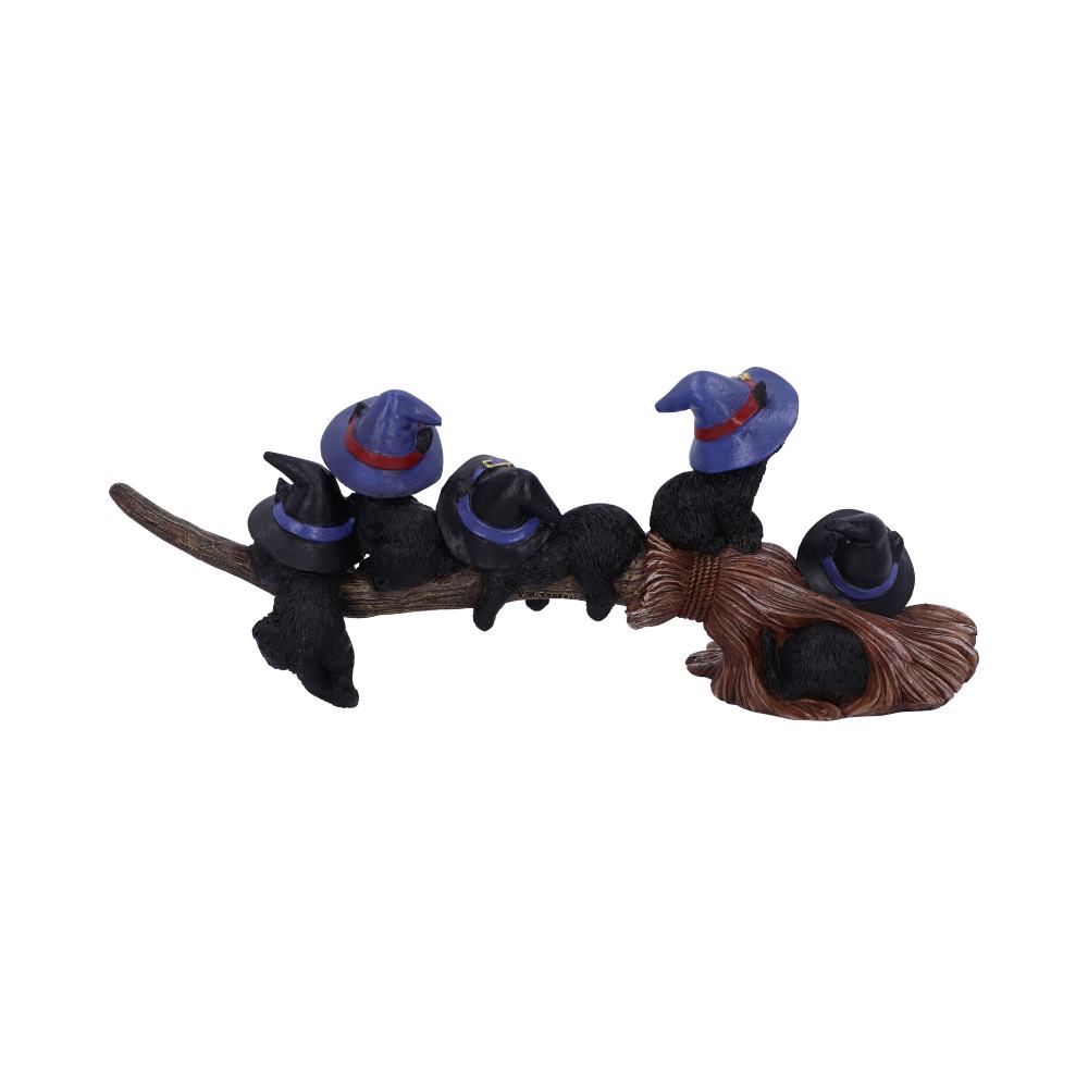Purrfect Broomstick Witches Familiar Black Cats and Broomstick Figurine