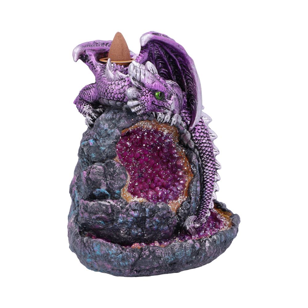 Crystalline Protector Purple Dragon Geode Backflow Incense Burner