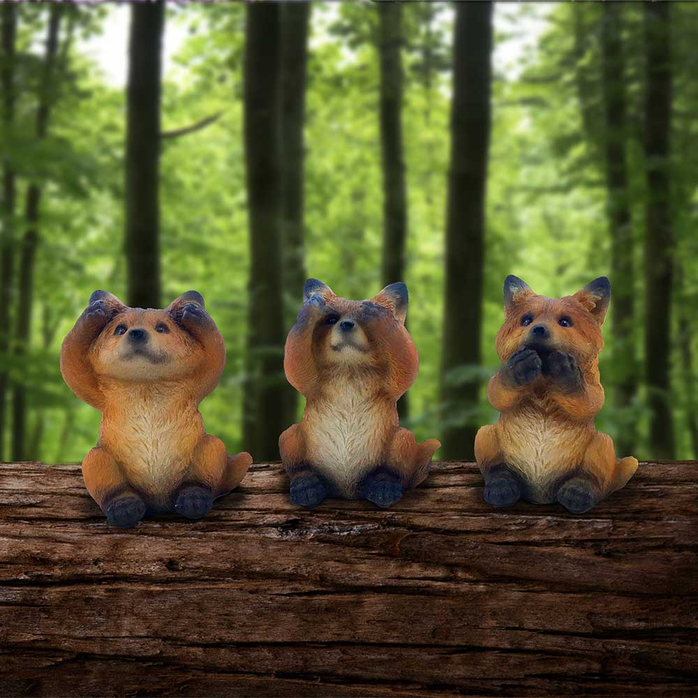 Three Wise Foxes Figurines 8.5cm