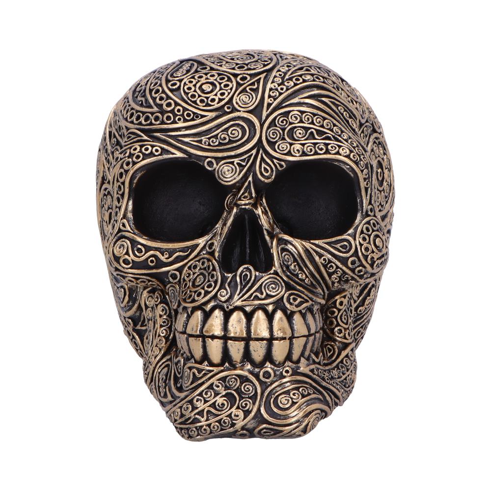 Paisley Black and Gold Skull Head 15cm