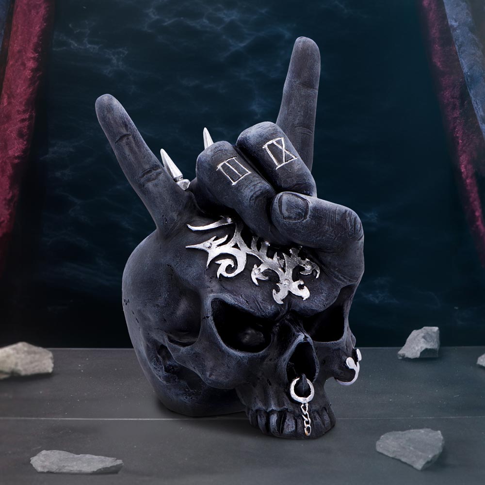Horns Up Rocking Skull Ornament