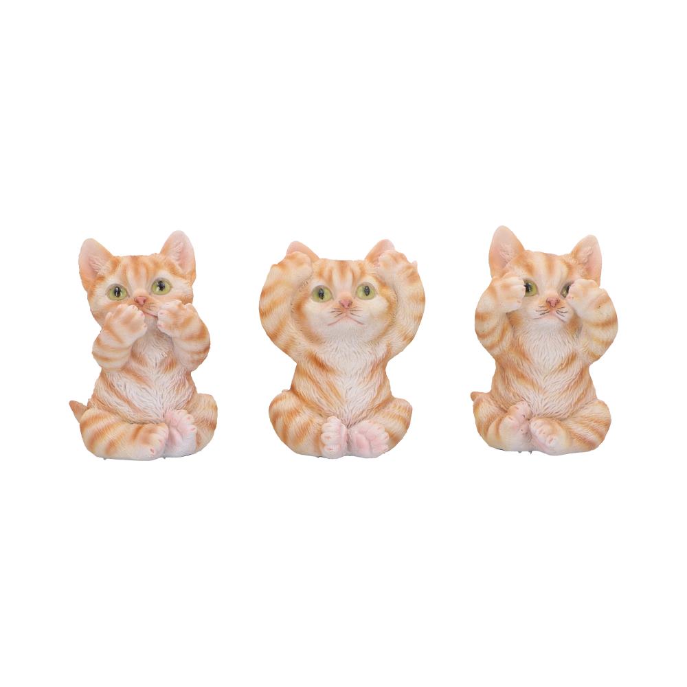 Three Wise Ginger Cats Figurines (Set of 3)  See No, Hear No , Speak No Cats