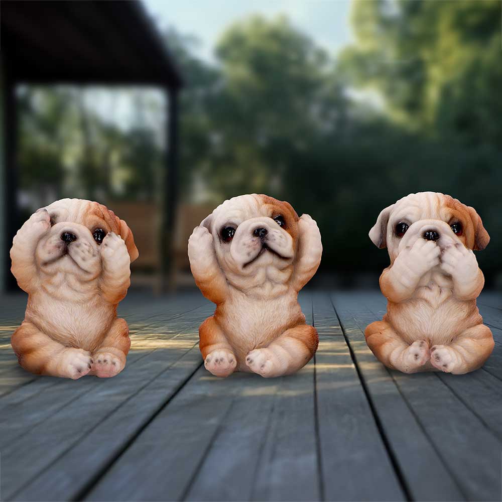 Three Wise Bulldogs Figurines (Set of 3)