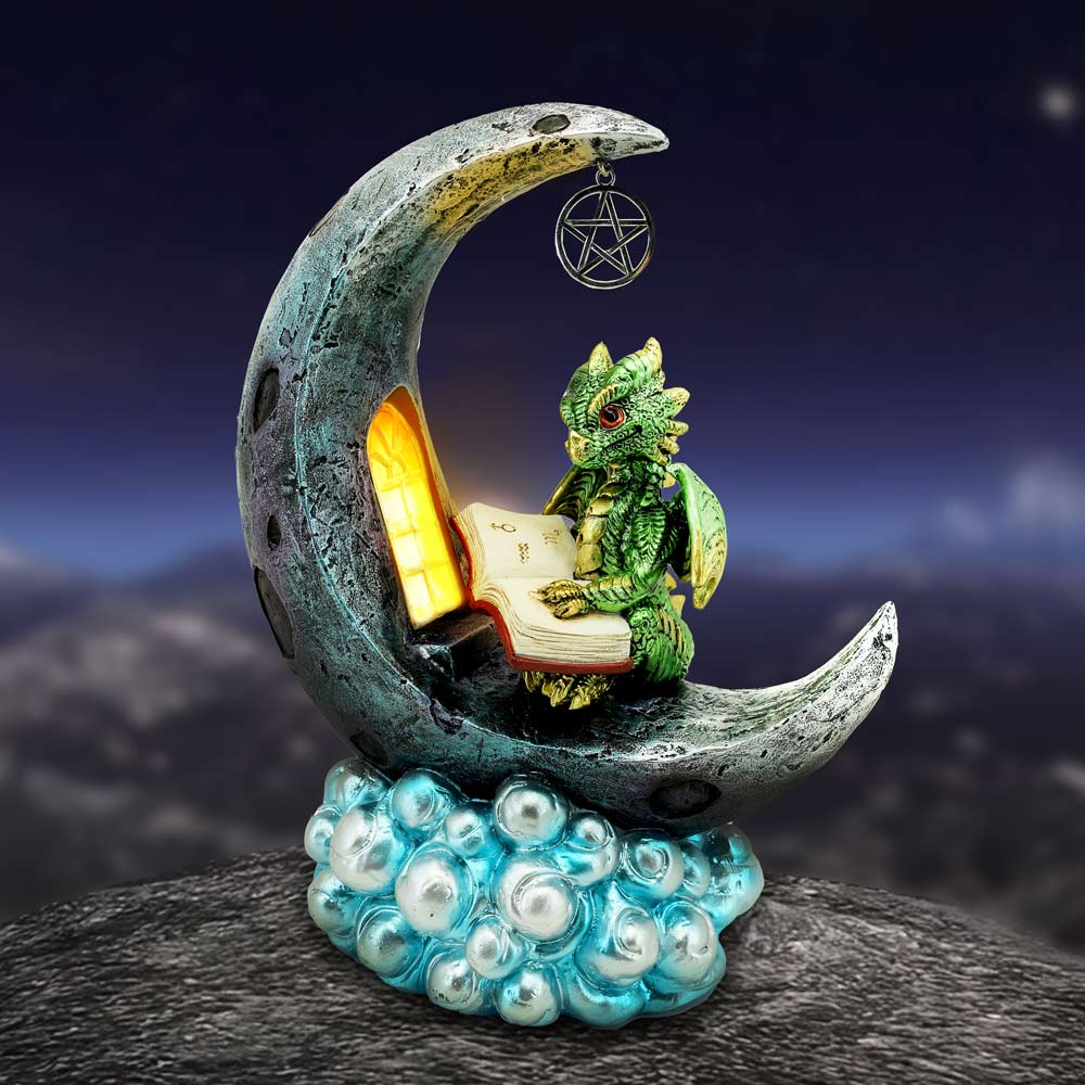 Moonbound Scholar LED Dragon Figurine 21.2cm