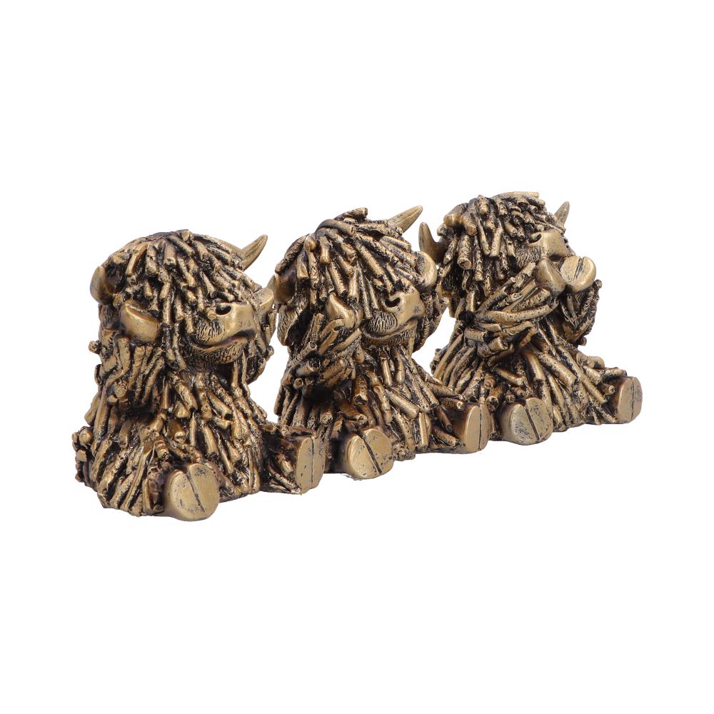 Three Wise Gold Highland Cows 7.5cm