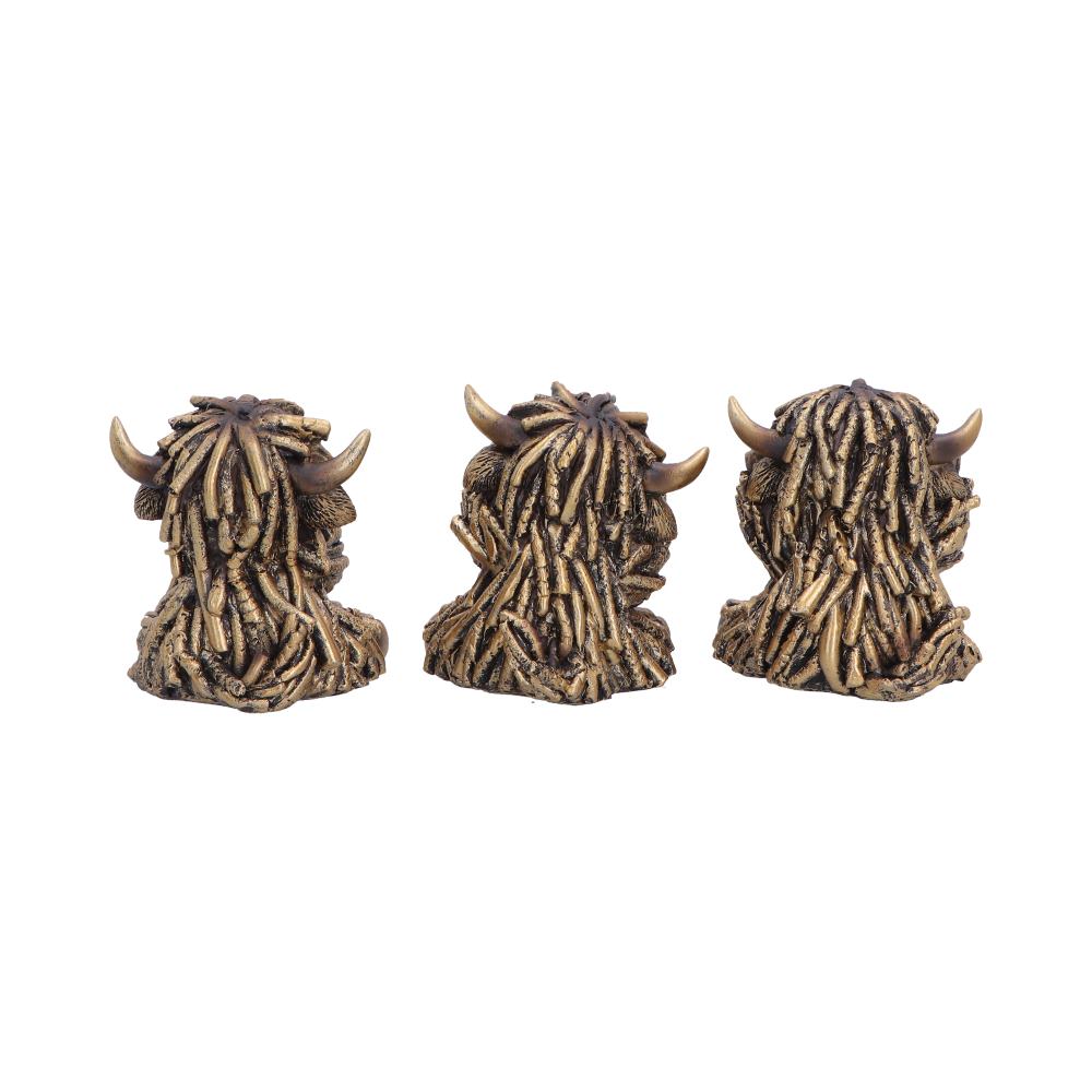 Three Wise Gold Highland Cows 7.5cm