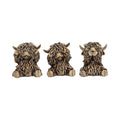 Three Wise Gold Highland Cows 7.5cm