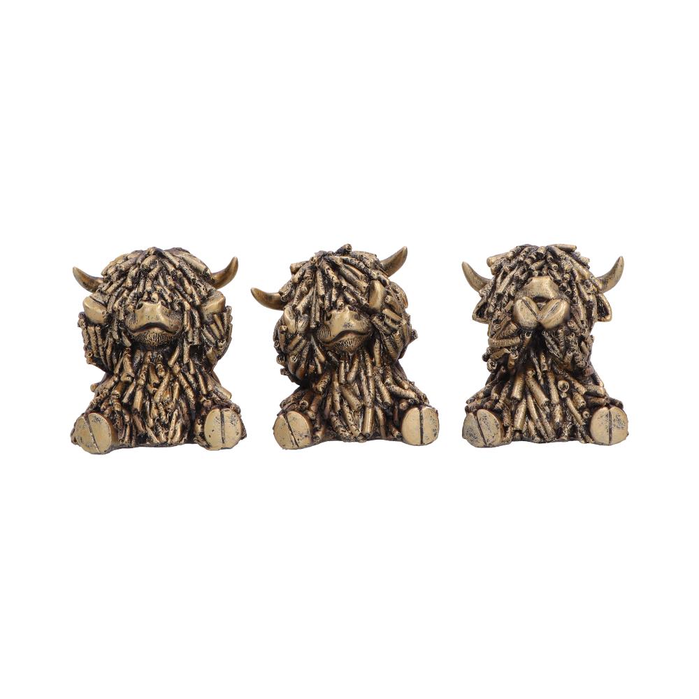 Three Wise Gold Highland Cows 7.5cm