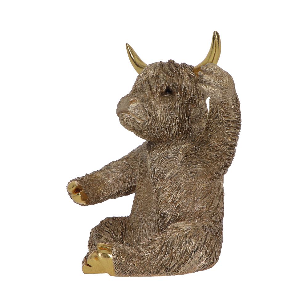 Gold Highland Cow Wine Bottle Holder 26.8cm