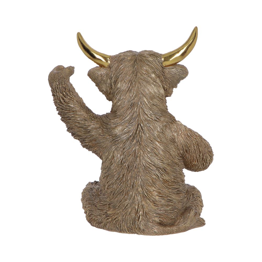 Gold Highland Cow Wine Bottle Holder 26.8cm