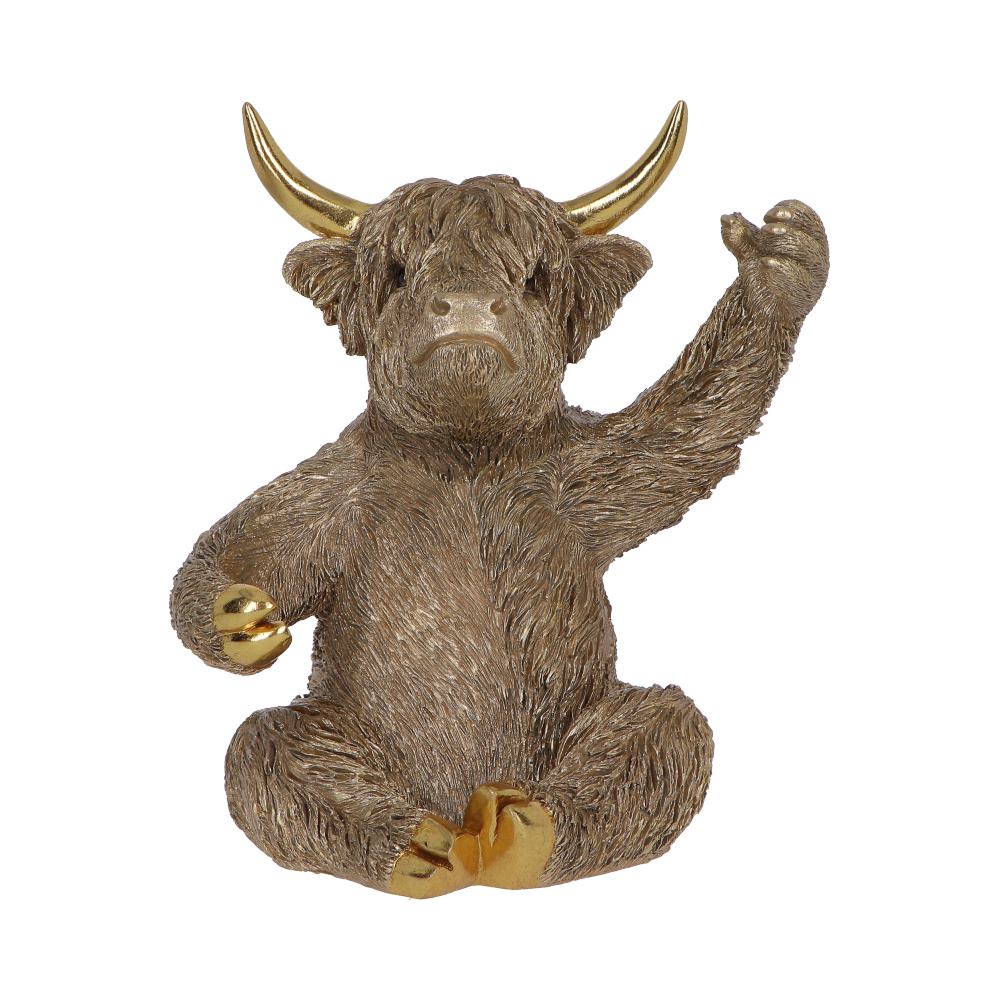 Gold Highland Cow Wine Bottle Holder 26.8cm