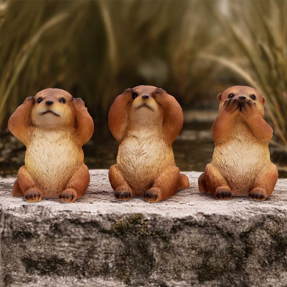 Set of Three Wise Otter figurines 8cm