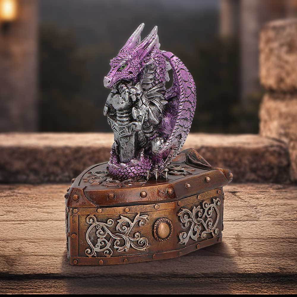 Purple Dragon on Shield Box 13.8cm