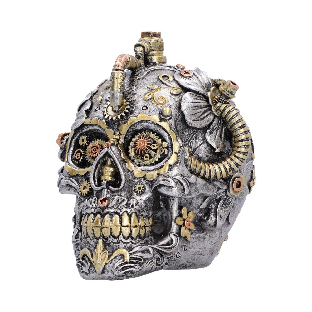 Floral Automaton Clockwork Skull Ornament 13cm