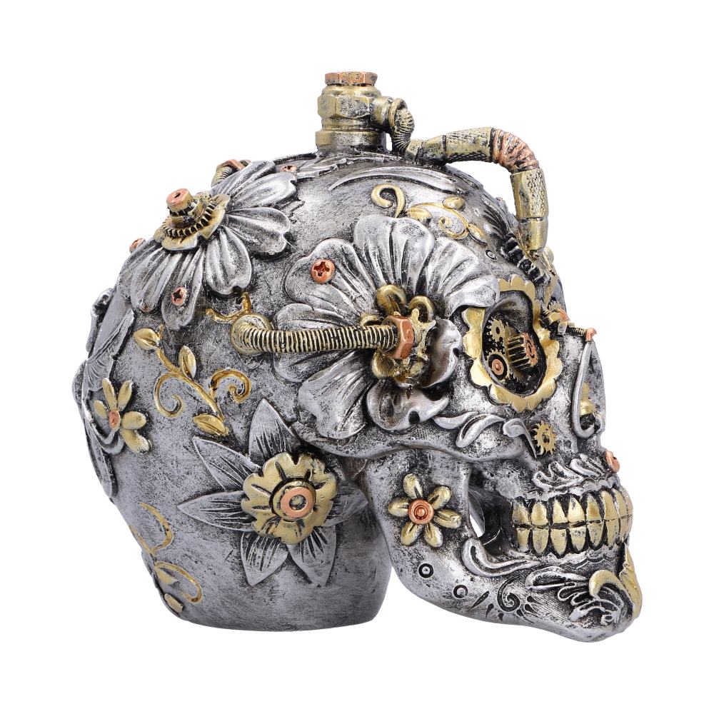 Floral Automaton Clockwork Skull Ornament 13cm