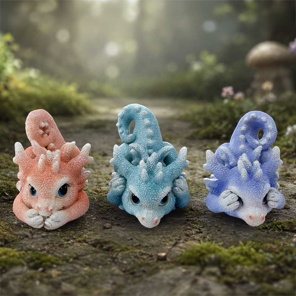 Three Wise Coralscale Dragonlings Figurines 5.8cm