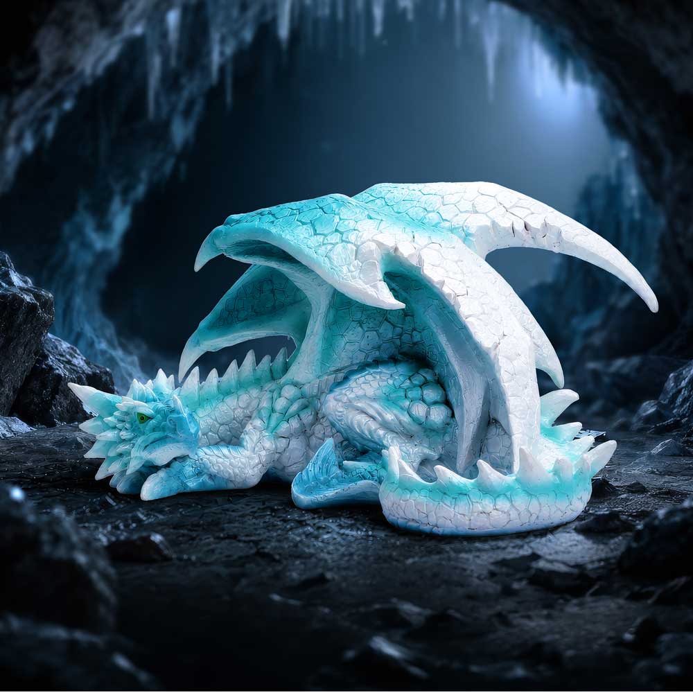 Lying Ice Dragon Figurine 16.2cm